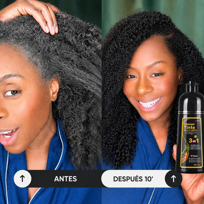 BlackHair PRO Champú para Canas 500ml —(negro) Recupera tu color natural en 5 minutos + ENVÍO GRATIS💇‍♀️