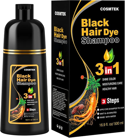 BlackHair PRO Champú para Canas 500ml —(negro) Recupera tu color natural en 5 minutos + ENVÍO GRATIS💇‍♀️