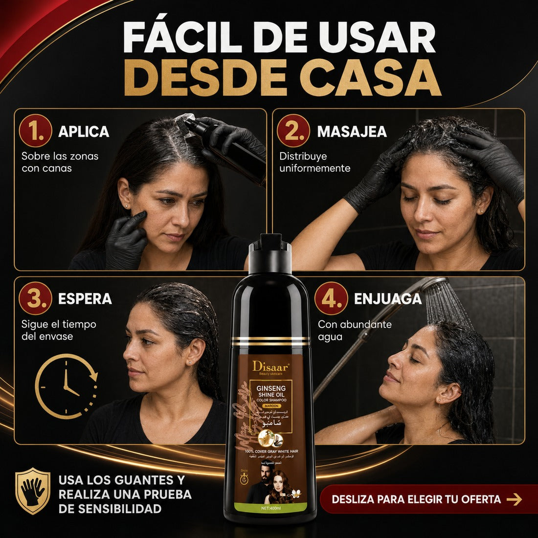 Rejuvenece tu cabello al instante Shampoo cubridor de cana. 100ml🔥 (NEGRO)