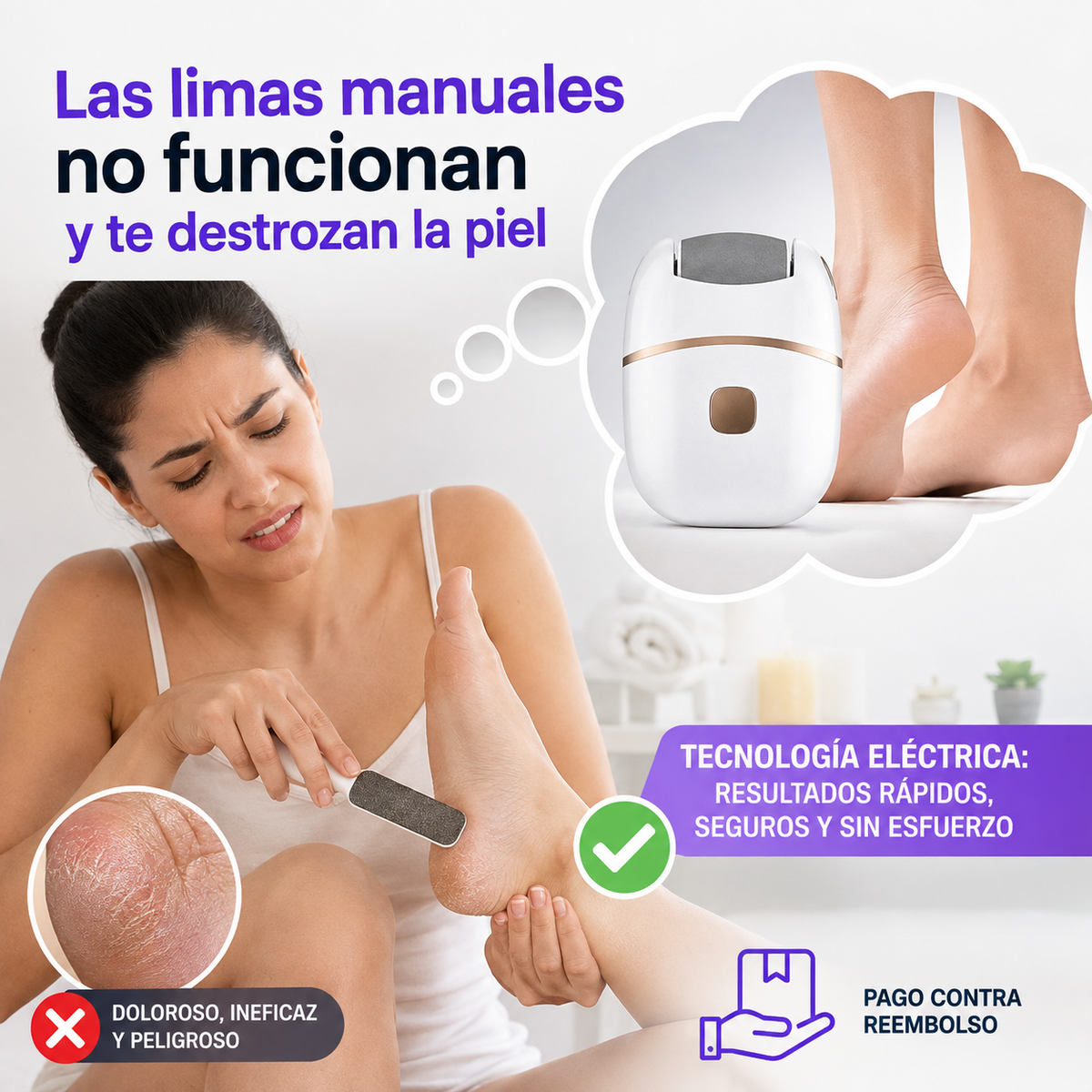 VelvetPRO Lima Eléctrica, eliminador de callos — Resultados de salón en casa sin dolor + Envío Gratis🔥