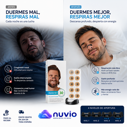 👃 AIRVEX™ Dilatador Nasal Magnético Premium + 30 Parches + 4 Niveles de Apertura 🔥  Respira mejor comprando 1 y llevando 2.