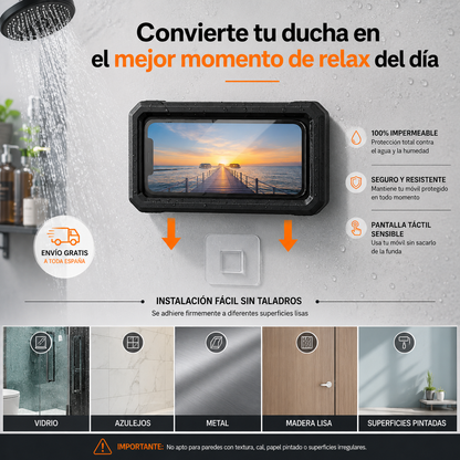 🚿Soporte impermeable 360° para teléfono en la ducha🫧(Color Negro)
