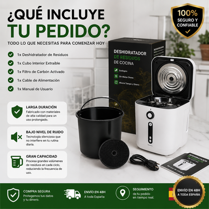 ♻️ Ewooster EcoBin Pro — Compostador Eléctrico Inteligente de Cocina + Sistema Anti Olores + Triturador Rápido + Manual de Uso + Envío Seguro 🔥