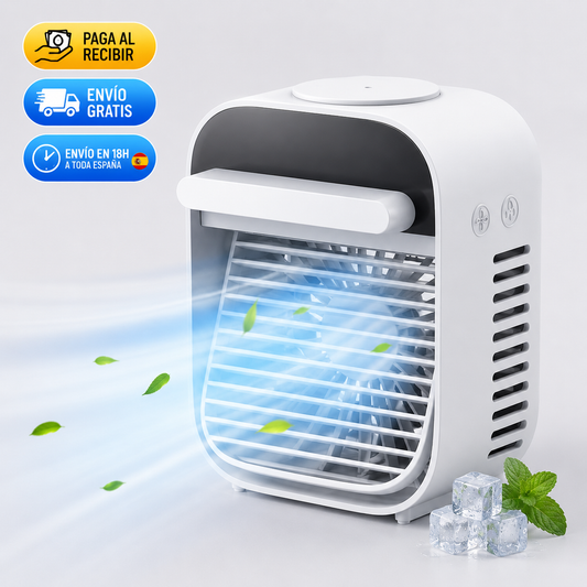 ❄️ Mini Aire Acondicionado Portátil Inteligente 3 en 1 – Enfriador, Humidificador y Purificador de Aire + Cable USB de Carga + Depósito de Agua Integrado 🔥
