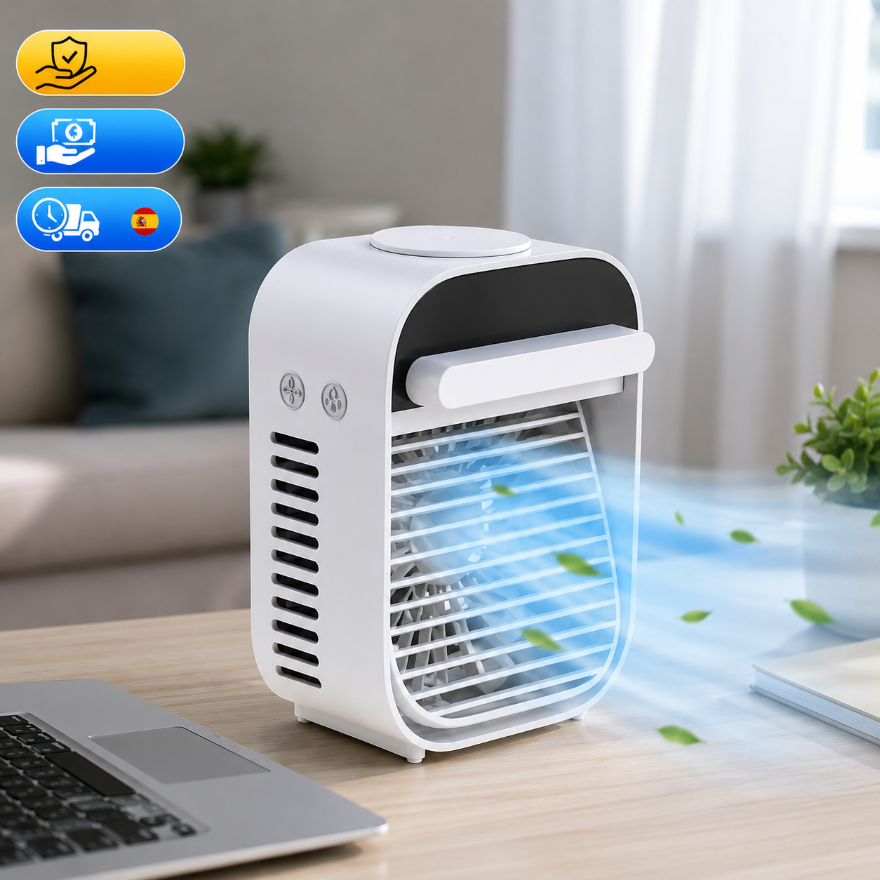 ❄️ Mini Aire Acondicionado Portátil Inteligente 3 en 1 – Enfriador, Humidificador y Purificador de Aire + Cable USB de Carga + Depósito de Agua Integrado 🔥