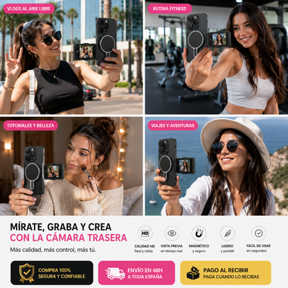 📸 ¡SelfieVision Pro™ – Pantalla Magnética Inalámbrica para Smartphone + Monitor HD Inteligente + Soporte Magnético Premium + Cable de Carga USB + Manual de Uso Profesional! 🔥