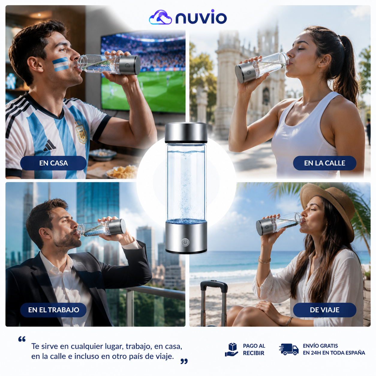 ⚡ NUVIO™ Botella Inteligente de Hidrógeno + Kit de Carga USB Incluido 🔥  La nueva generación de hidratación premium.