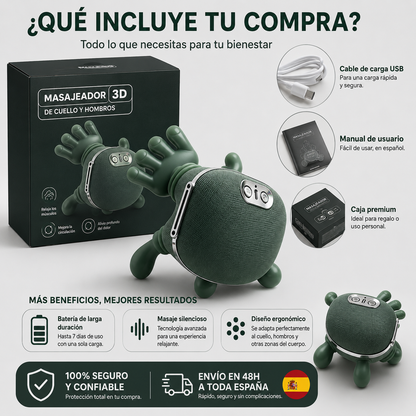 💆‍♂️ Masajeador de Cuello Térmico Biónico | Relajación Inteligente para Cuello y Espalda + Cable USB de Carga + Diseño Inalámbrico Portátil + Tecnología de Calor Terapéutico 🔥