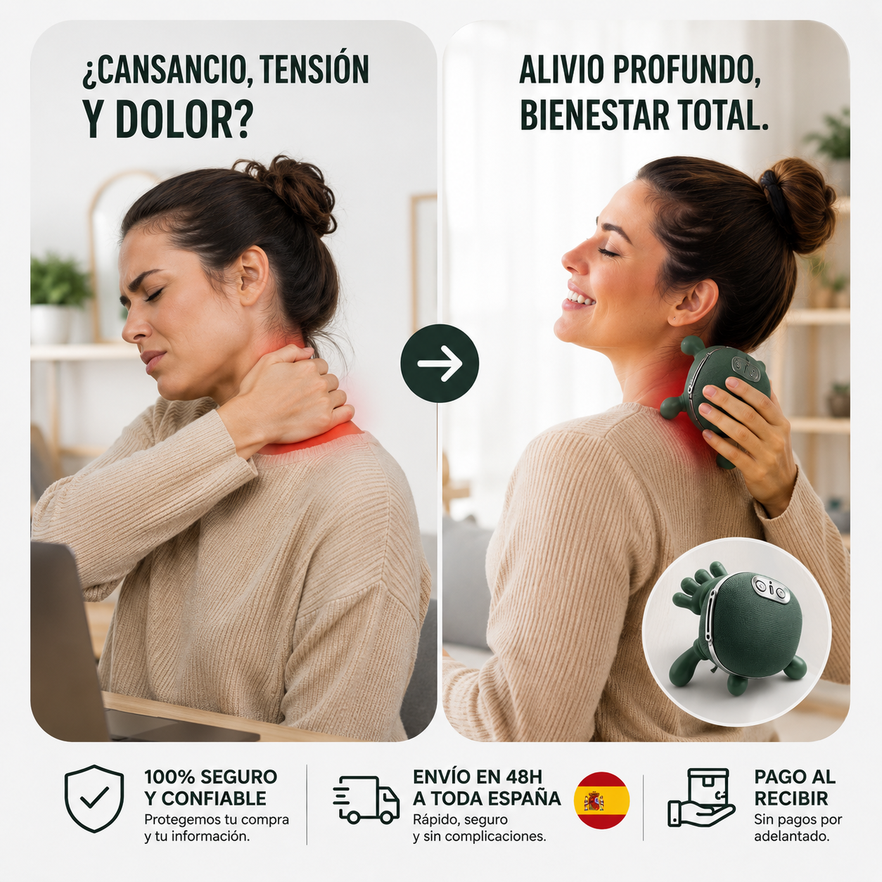 💆‍♂️ Masajeador de Cuello Térmico Biónico | Relajación Inteligente para Cuello y Espalda + Cable USB de Carga + Diseño Inalámbrico Portátil + Tecnología de Calor Terapéutico 🔥