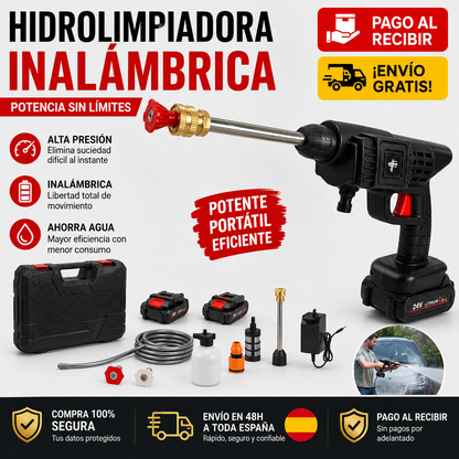 🚿 Pistola Hidrolimpiadora Portátil de Alta Presión + Doble Batería + Kit Completo de Accesorios 🔥