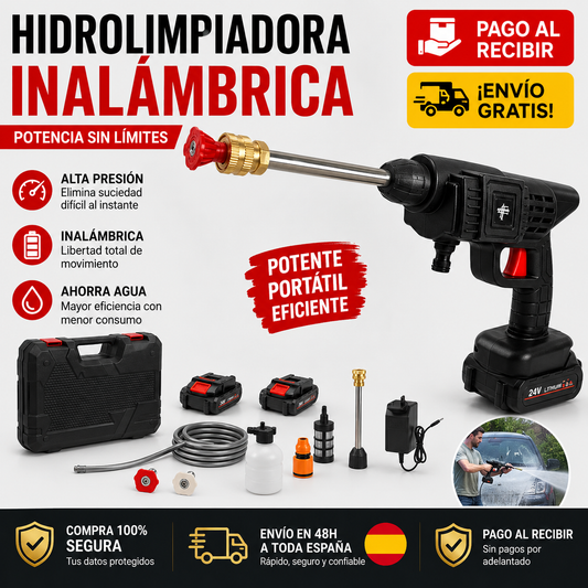 🚿 Pistola Hidrolimpiadora Portátil de Alta Presión + Doble Batería + Kit Completo de Accesorios 🔥