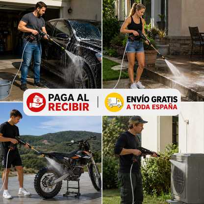 🚿 Pistola Hidrolimpiadora Portátil de Alta Presión + Doble Batería + Kit Completo de Accesorios 🔥