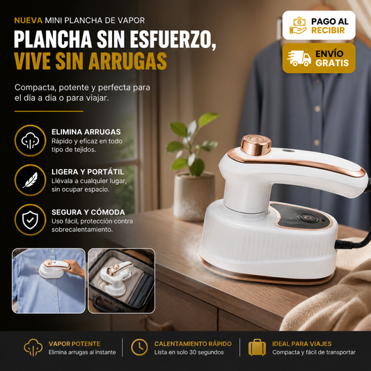 ✨ STEAM PRO GLIDE — Mini Plancha de Vapor Portátil Inteligente + Depósito de Agua + Cable de Alimentación + Tecnología Antiarrugas Profesional 🔥