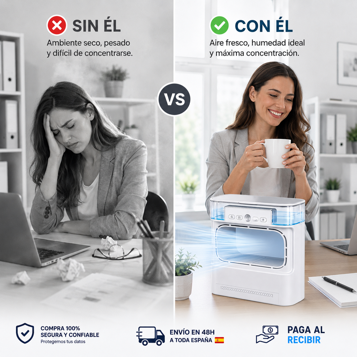 ❄️ Mini Aire Acondicionado Portátil Sin Aspas – Enfriador de Aire Inteligente + Cable USB + Depósito de Agua Integrado 🔥