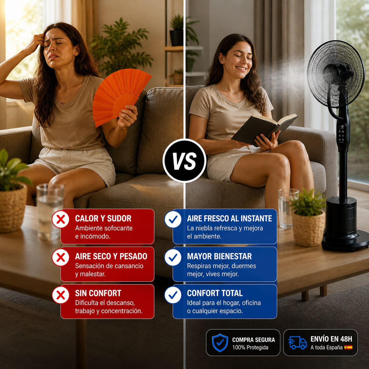 💨 Mist Fan MISTGIAN | Ventilador con Niebla Ultra Refrescante + Control Remoto + Cable de Alimentación + Manual de Usuario + Depósito de Gran Capacidad 🔥