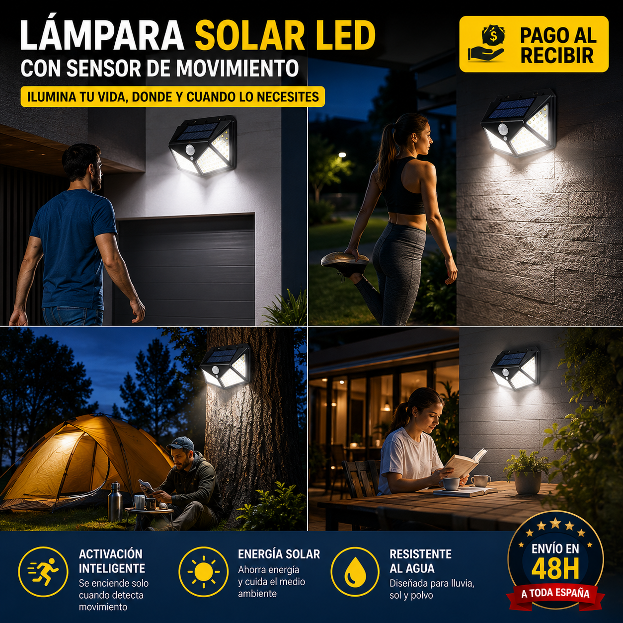 💡 ¡LÁMPARA SOLAR LED CON SENSOR DE MOVIMIENTO! | Luz Inteligente Exterior de Alta Potencia + Kit Completo de Instalación + Manual de Uso 🔥