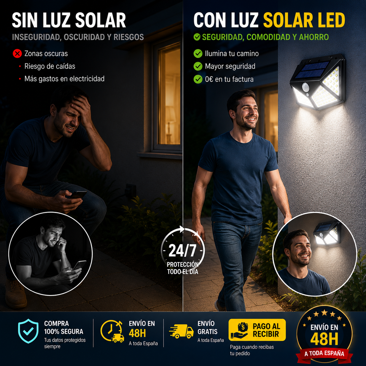 💡 ¡LÁMPARA SOLAR LED CON SENSOR DE MOVIMIENTO! | Luz Inteligente Exterior de Alta Potencia + Kit Completo de Instalación + Manual de Uso 🔥