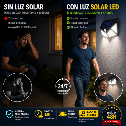 💡 ¡LÁMPARA SOLAR LED CON SENSOR DE MOVIMIENTO! | Luz Inteligente Exterior de Alta Potencia + Kit Completo de Instalación + Manual de Uso 🔥