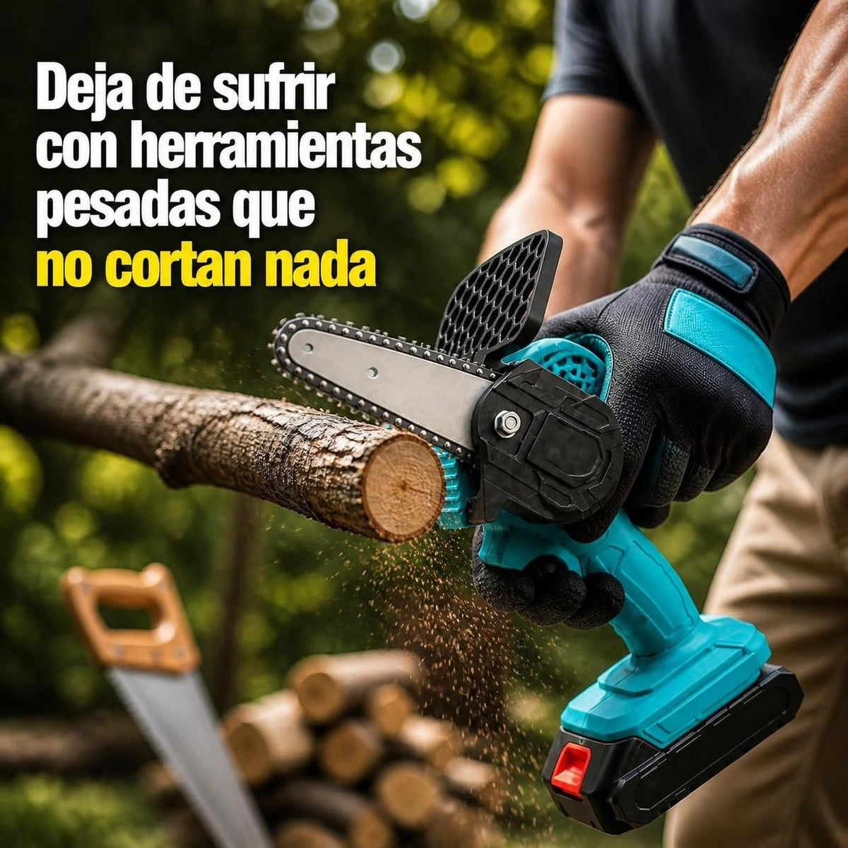 Mini Motosierra Eléctrica Inalámbrica de 6 Pulgadas — Poda más rápido y con menos esfuerzo con doble bateria🔥