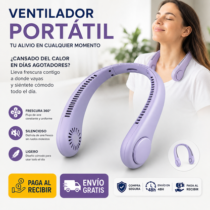 ❄️ Ventilador Portátil de Cuello Sin Aspas UltraSilencioso + Cable USB de Carga + Diseño Ergonómico Manos Libres | Olvídate del calor, sudor y sofoco en la calle, trabajo o gimnasio y disfruta frescura instantánea donde quieras 🔥
