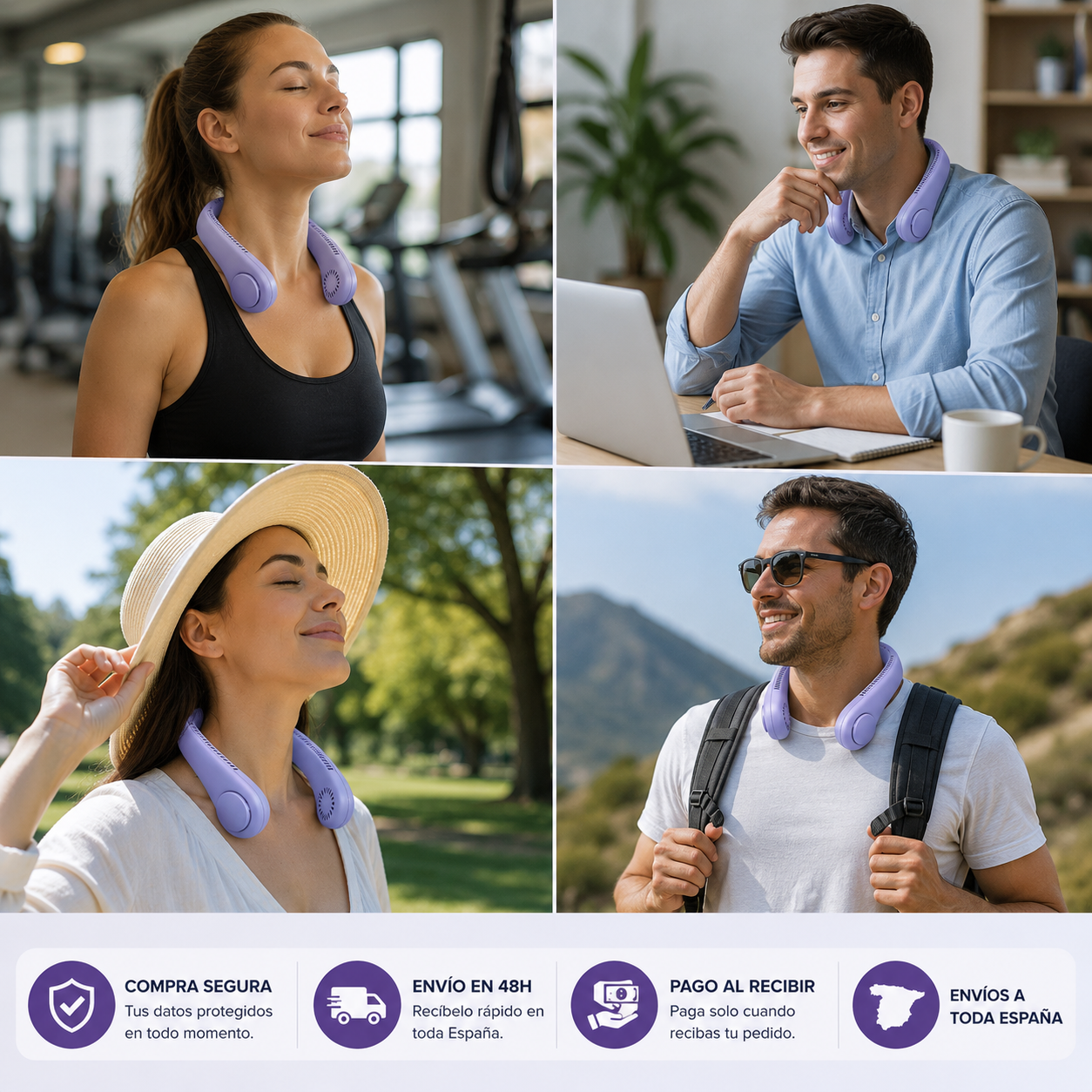 ❄️ Ventilador Portátil de Cuello Sin Aspas UltraSilencioso + Cable USB de Carga + Diseño Ergonómico Manos Libres | Olvídate del calor, sudor y sofoco en la calle, trabajo o gimnasio y disfruta frescura instantánea donde quieras 🔥