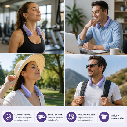 ❄️ Ventilador Portátil de Cuello Sin Aspas UltraSilencioso + Cable USB de Carga + Diseño Ergonómico Manos Libres | Olvídate del calor, sudor y sofoco en la calle, trabajo o gimnasio y disfruta frescura instantánea donde quieras 🔥