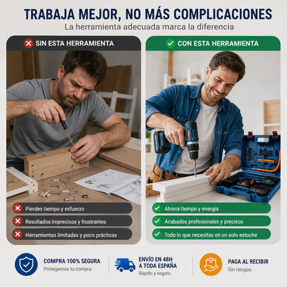 🔋 Taladro de Impacto 48V con Batería de Litio + Todo lo que necesitas en un solo estuche + Accesorios Premium incluidos para cualquier trabajo 💥🔥