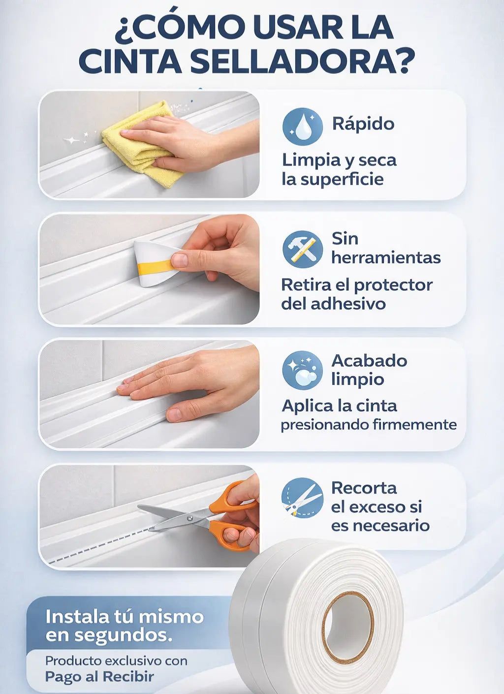 🩹AquaBlock Ultra Cinta de Sellado 3.35m + Guía de Aplicación Profesional — Protección total en 2 minutos🔥