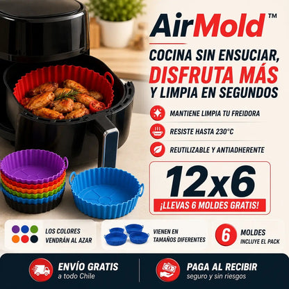 AirClean Pro Kit 12 Bandejas de Silicona para freidora (6+6 GRATIS) + ENVÍO GRATIS( colores variado )🔥