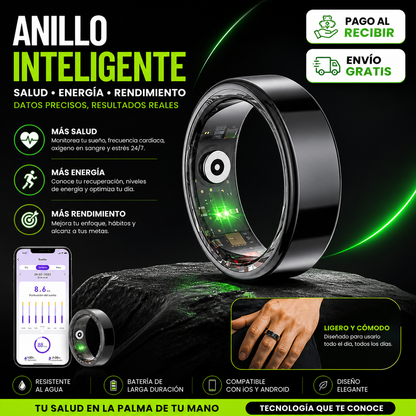 💍 SMART RING X PRO — Anillo Inteligente de Salud y Rendimiento + Cable Magnético de Carga + ESTUCHE PREMIUM + App Fitness Completa 🔥