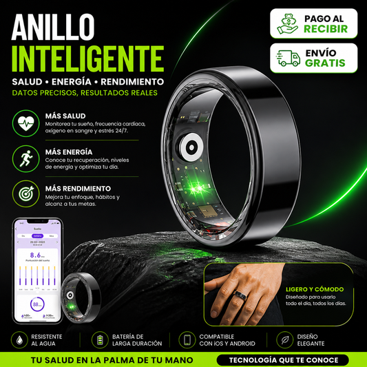 💍 SMART RING X PRO — Anillo Inteligente de Salud y Rendimiento + Cable Magnético de Carga + ESTUCHE PREMIUM + App Fitness Completa 🔥