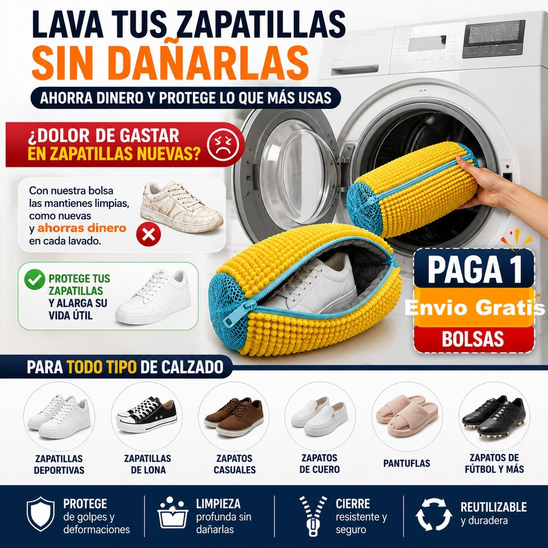 PureStep Bolsa de Limpieza Premium — sapatilhas como novas na lavagem sem danos🔥