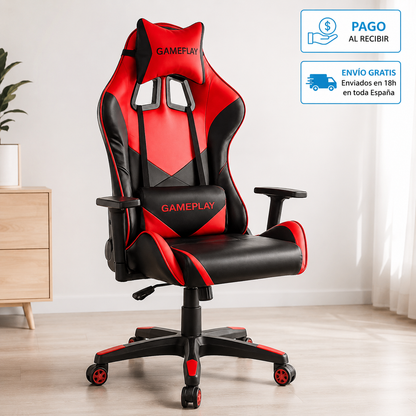 🎮 Silla Gaming Ergonómica Premium – Silla Gamer Reclinable de Alto Confort + Cojín Lumbar, Cojín Cervical y Kit de Montaje Completo 🔥