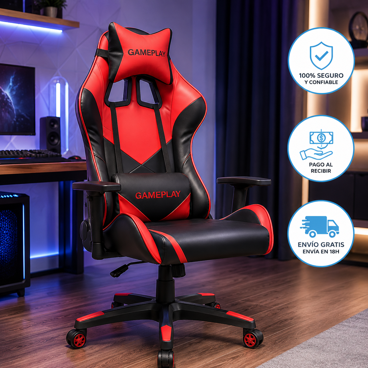 🎮 Silla Gaming Ergonómica Premium – Silla Gamer Reclinable de Alto Confort + Cojín Lumbar, Cojín Cervical y Kit de Montaje Completo 🔥