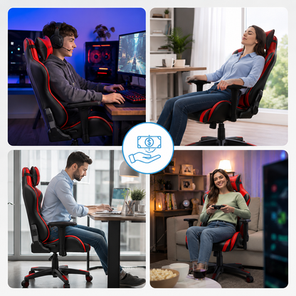 🎮 Silla Gaming Ergonómica Premium – Silla Gamer Reclinable de Alto Confort + Cojín Lumbar, Cojín Cervical y Kit de Montaje Completo 🔥