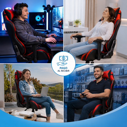 🎮 Silla Gaming Ergonómica Premium – Silla Gamer Reclinable de Alto Confort + Cojín Lumbar, Cojín Cervical y Kit de Montaje Completo 🔥