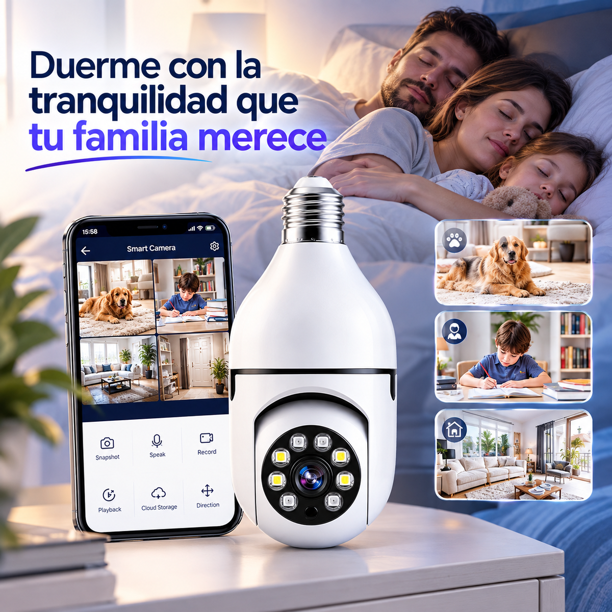 Pro Câmera 360 inalámbrica — visão noturna e alarme ativado, instalação em 30 segundos🔥