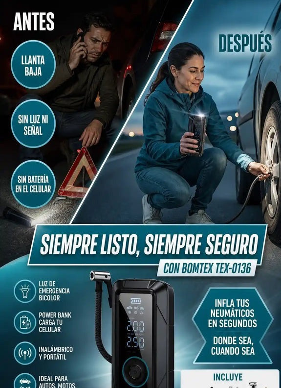 SwiftAir Bomba Portátil Inteligente — Presión precisa en un clic + Pack Adaptadores Gratis🔥