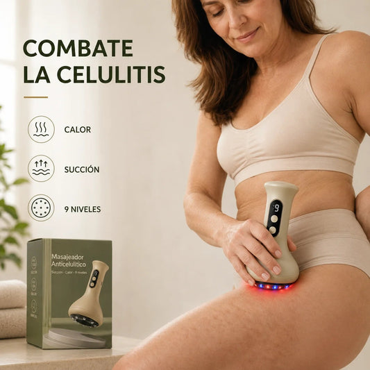 Masajeador Anticelulítico Skintec® Combina succión y calor terapéutico para reducir la grasa localizada y tonificar.✨
