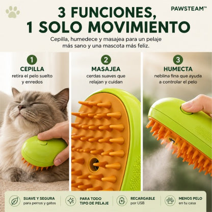 🐶SteamPet™ Cepillo de Vapor | Higiene 3 en 1 🔥