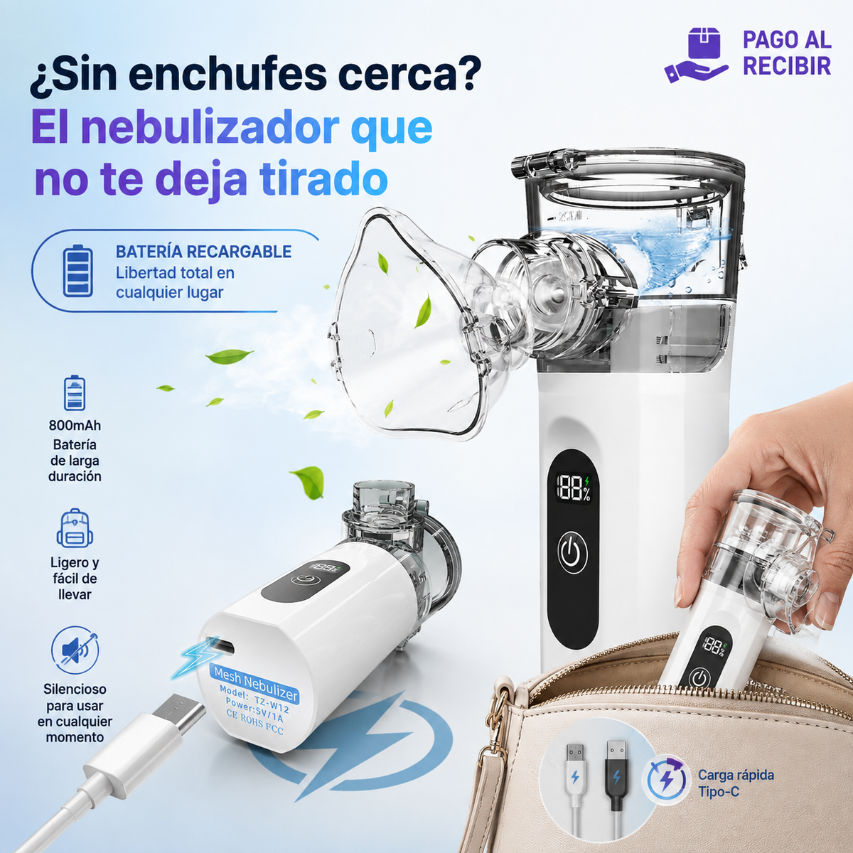 🌬️ AeroMist Ultra Nebulizador Silencioso + Pack de mascarillas gratis — Alivio inmediato sin ruido🔥