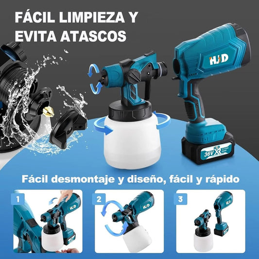 🎨Pistola de Pintura Inalámbrica Portátil (Cualquier Tipo de Pintura) con doble batería🔥