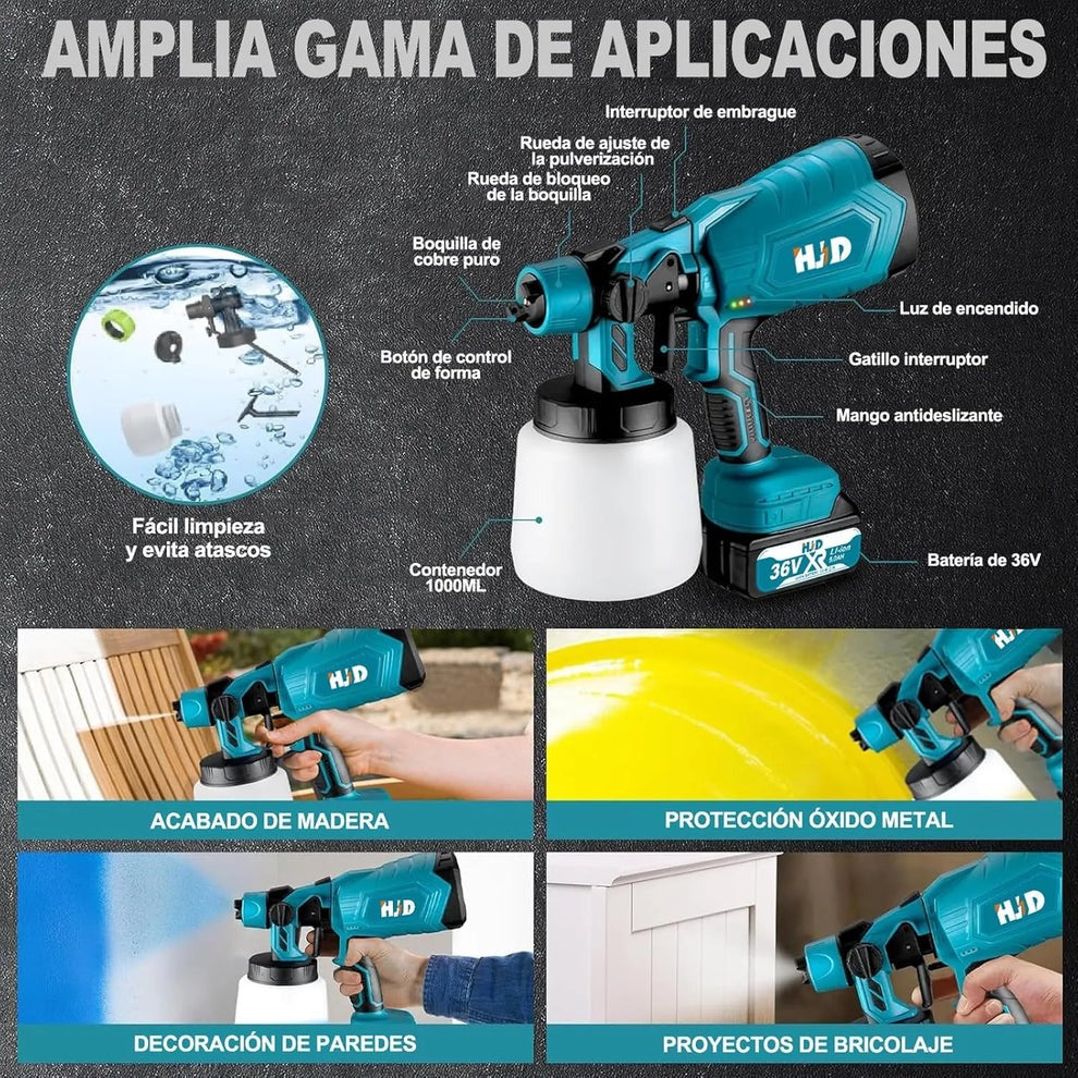 🎨Pistola de Pintura Inalámbrica Portátil (Cualquier Tipo de Pintura) con doble batería🔥