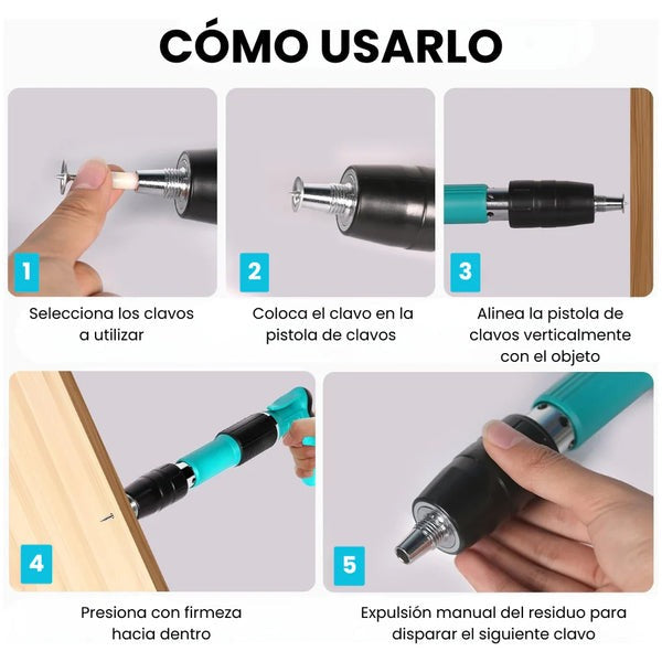 🔨 FixMaster Pro™ | Pistola de Clavos con Accesorios | Fijación Profesional al Instante 🔥Color: Azul