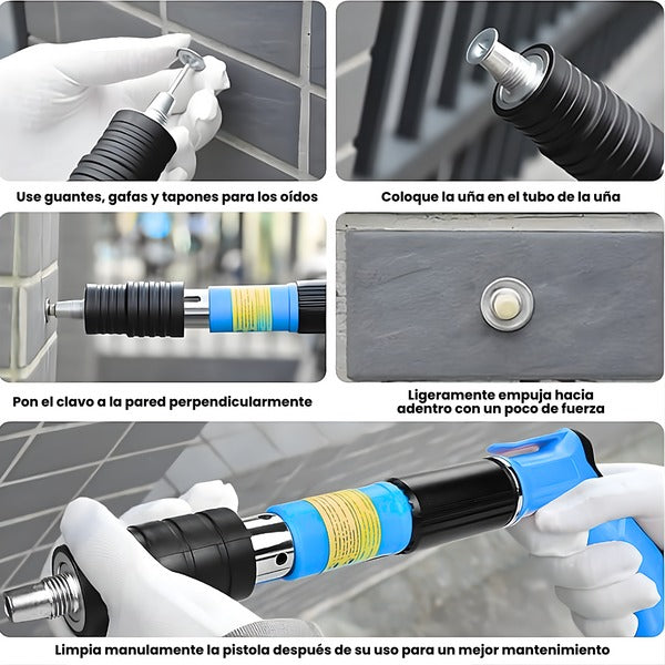 🔨 FixMaster Pro™ | Pistola de Clavos con Accesorios | Fijación Profesional al Instante 🔥Color: Azul