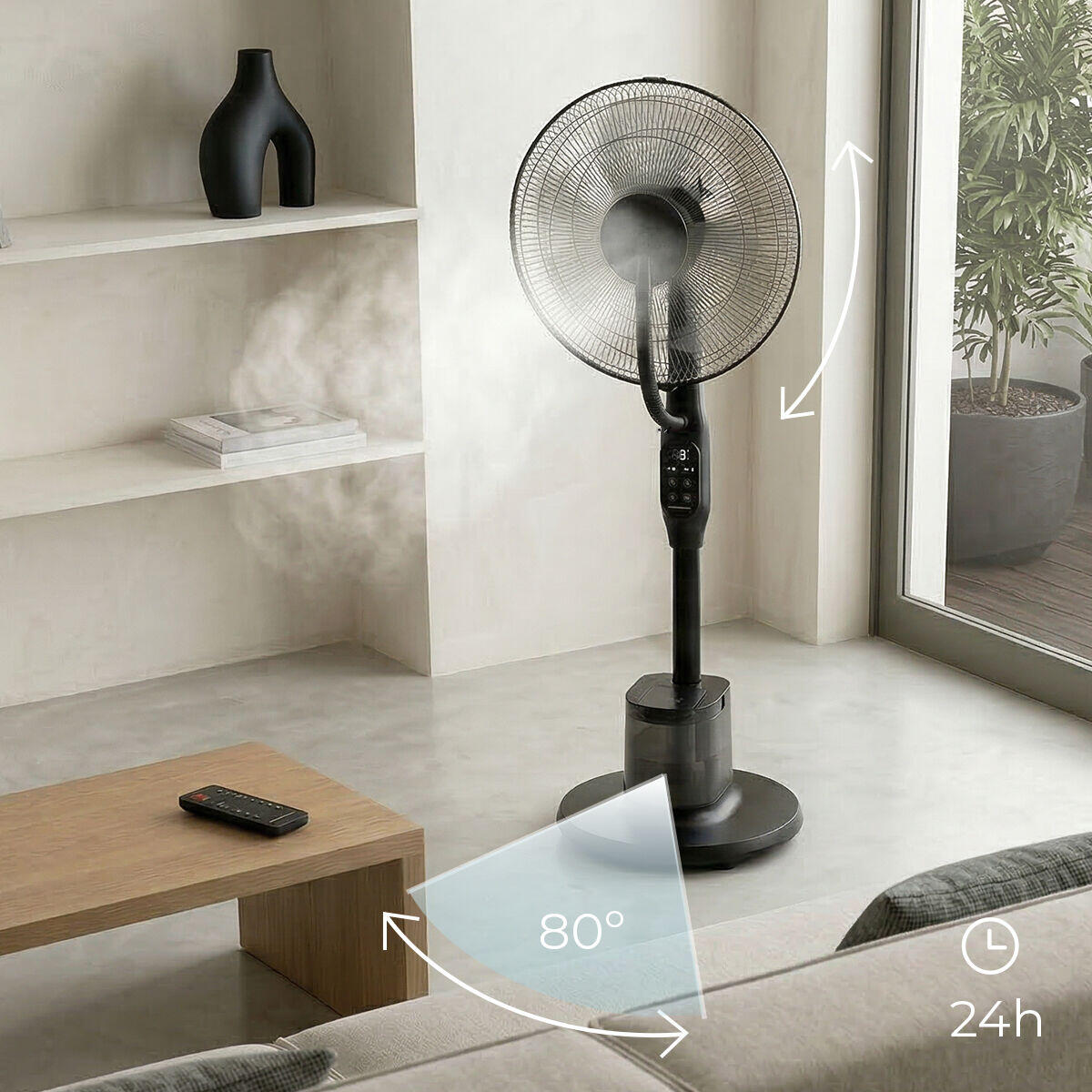 💨 Mist Fan MISTGIAN | Ventilador con Niebla Ultra Refrescante + Control Remoto + Cable de Alimentación + Manual de Usuario + Depósito de Gran Capacidad 🔥