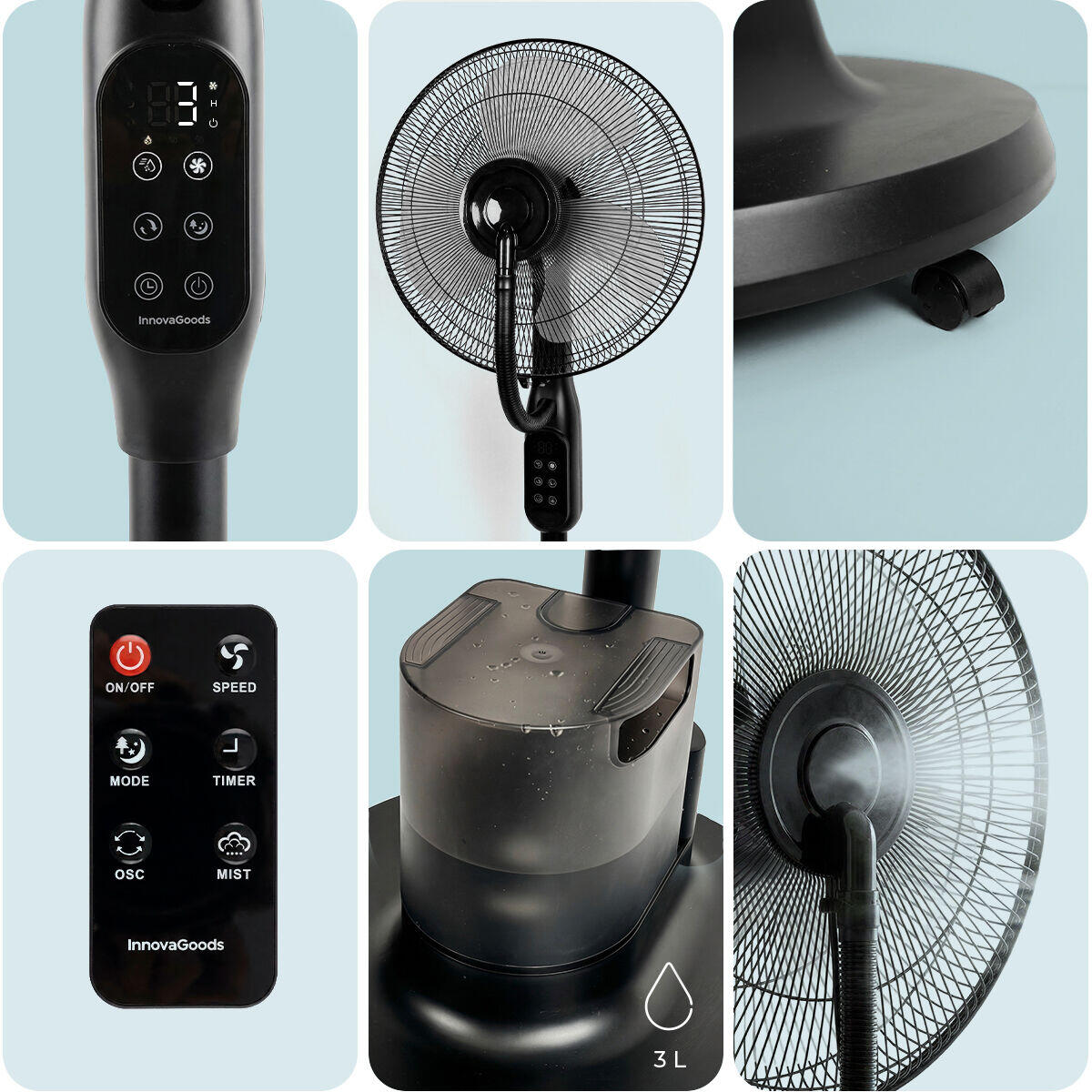 💨 Mist Fan MISTGIAN | Ventilador con Niebla Ultra Refrescante + Control Remoto + Cable de Alimentación + Manual de Usuario + Depósito de Gran Capacidad 🔥
