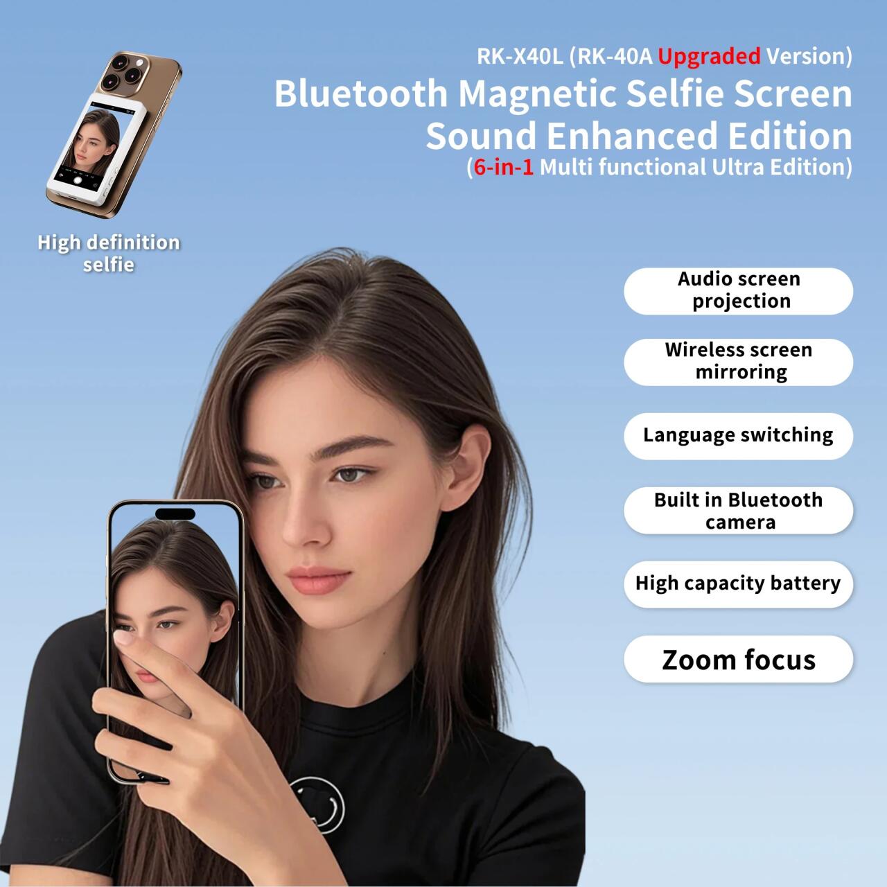 📸 ¡SelfieVision Pro™ – Pantalla Magnética Inalámbrica para Smartphone + Monitor HD Inteligente + Soporte Magnético Premium + Cable de Carga USB + Manual de Uso Profesional! 🔥