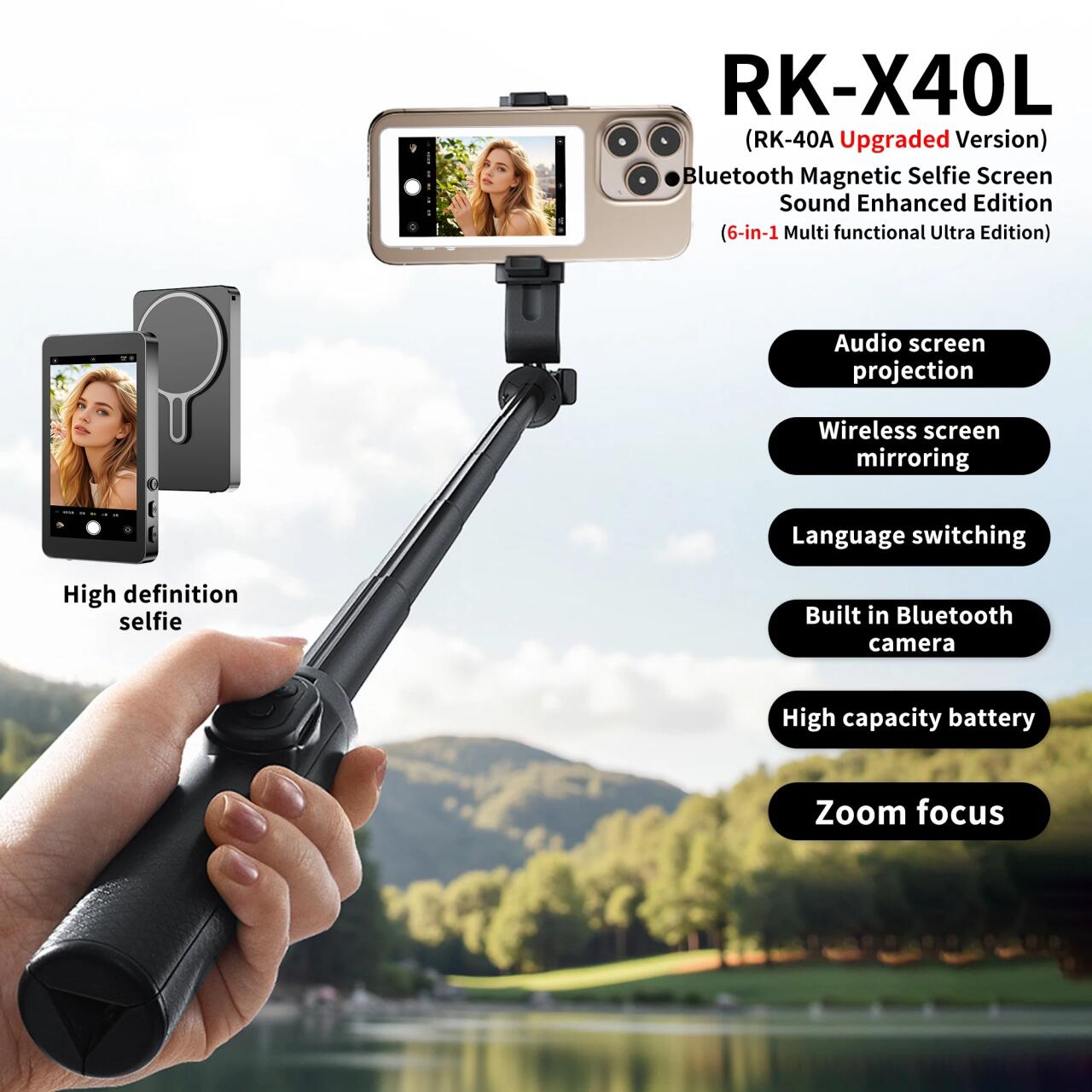 📸 ¡SelfieVision Pro™ – Pantalla Magnética Inalámbrica para Smartphone + Monitor HD Inteligente + Soporte Magnético Premium + Cable de Carga USB + Manual de Uso Profesional! 🔥