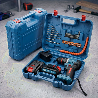 🔋 Taladro de Impacto 48V con Batería de Litio + Todo lo que necesitas en un solo estuche + Accesorios Premium incluidos para cualquier trabajo 💥🔥